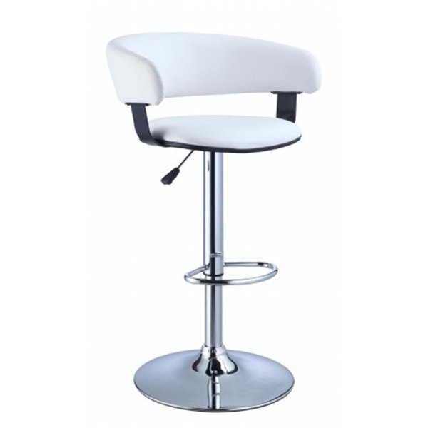 Powell Powell 211-915 White Faux Leather Barrel & Chrome Adjustable Height Bar Stool 211-915